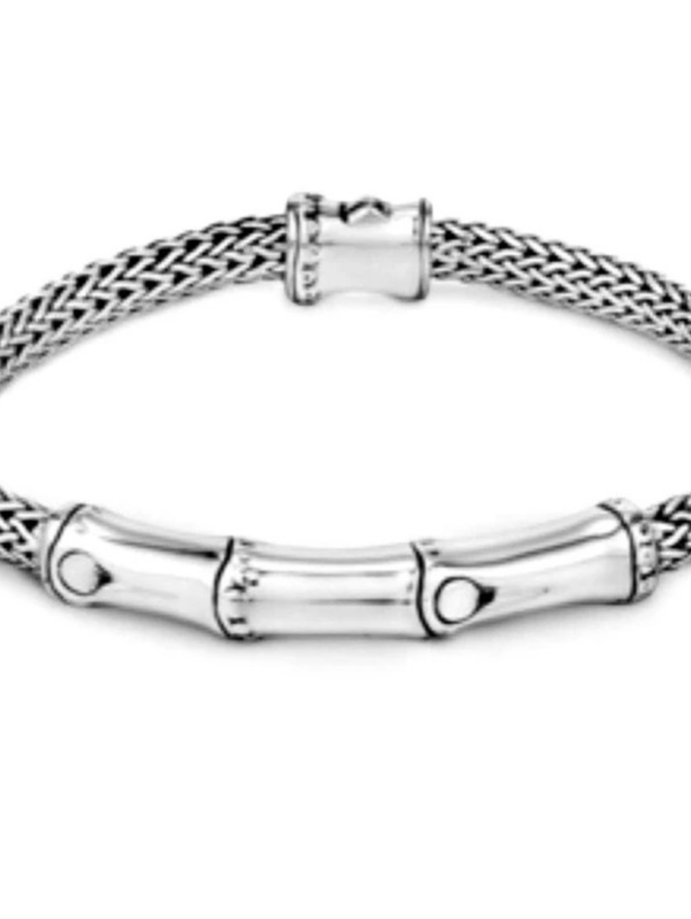 New John Hardy Bamboo Woven Station 925 Silver Bracelet small